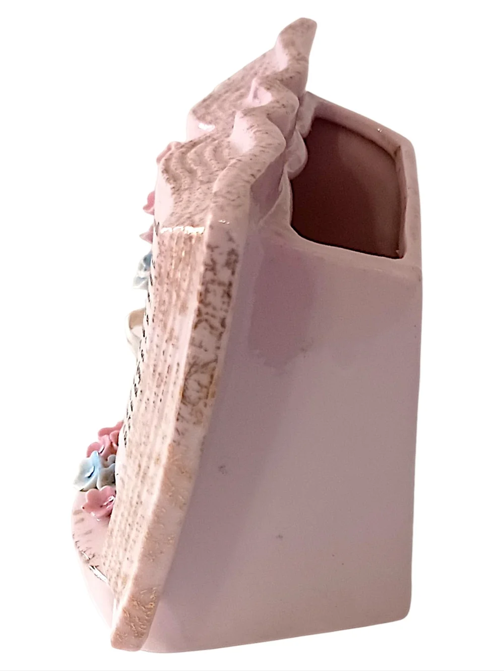 Norcrest Lords Prayer Planter Vase‎ Porcelain Hand Painted Pink Vtg Wall Pocket